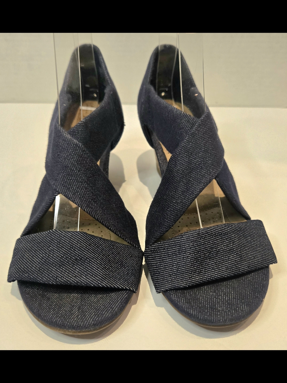 Dexflex Comfort Denim Crisscross Wedge Sandals